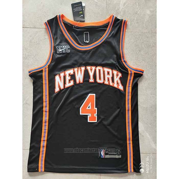 Camiseta New York Knicks Derrick Rose #4 Ciudad 2021-22 Negro